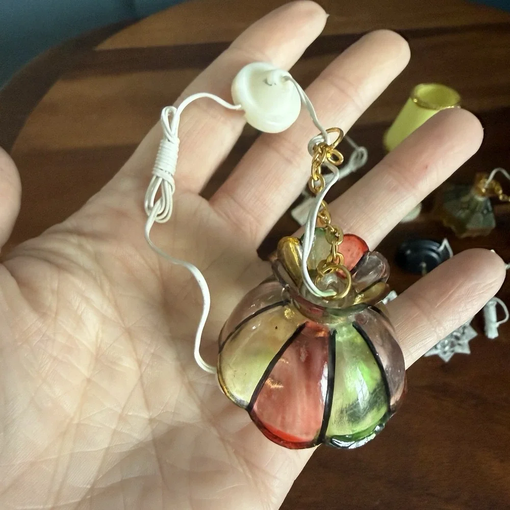 Vintage Miniature Dollhouse Lamp Lot 6 Pc Hanging Tiffany‎ Style Pendant Lights